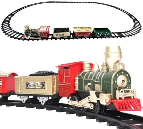 Juego de trenes para árbol de Navidad, Tren alrededor del árbol de Navidad, Lindo juego de trenes eléctricos Tren bajo el árbol de Navidad, Juego de trenes de juguete eléctricos Juegos de trenes navid