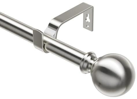 Gardinenstange Ausziehbar 76-350 CM, 19 MM Durchmesser Vorhangstange, Gardienenstange füR Gardinen mit öSen, Gardinenstangen mit Halterung und Rundkappen, füR Balkon, KüChe, Gebürstetes Nickel