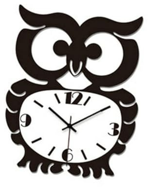 Eulenförmige Acryl Wanduhr Weihnachten Party für Wohnzimmer Büro Schwarz | Dekorationsuhr, Leises Uhrwerk, Lesbar, ohne Batterie, für Wohnzimmer und Büro