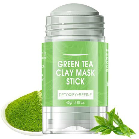 Green Tea Clay Mask Stick, Face Masks Skincare With Green Tea Extract, Deep Cleanse Mask, Moisturizing, Cleansing Face Mask for All Skin Types, 40g