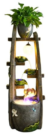 GLigeT Standing Waterfall Creative a Shelf for Flowers Fountain with Misting Humidifier, Indoor Outdoor Floor Standing Fountain for Home, Bedroom, Patio Decoration Floor Fountain(Black)