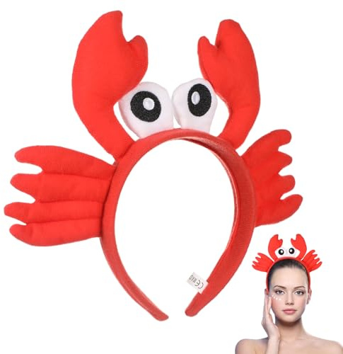 CLISPEED -tête en Peluche Crabe, tête Crabe à Gros Yeux, Coiffe Décorative Amusante pour Adultes Et Enfants, Rouge