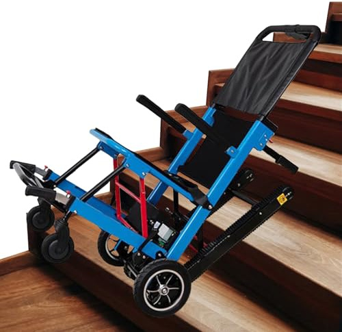 XZLZMYP Sube-Escaleras Eléctrico sobre Orugas Viajes Convenientes Silla De Ruedas Plegable para Subir Escaleras para Personas Mayores Discapacitadas Capacidad De Carga 373 Libras,Azul