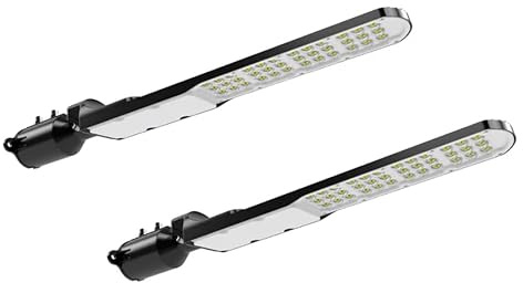 LUXULA 2 Stück LED Straßenlaterne SLIM 100W 12000lm, 5000K, IP65 | 5000K Neutralweiß, IP65 IK08, Slim Design, Mast- und Wandmontage Ø48-60mm, Straßenlampe für Parkplatz, Hof und Wege