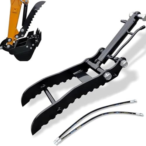 Pince hydraulique pour mini-pelles, kit d'accessoires pour petites pelles, pelle rétrocaveuse hydraulique robuste, pour ramasser les grumes, les roches et les débris,Threeholethumbclip