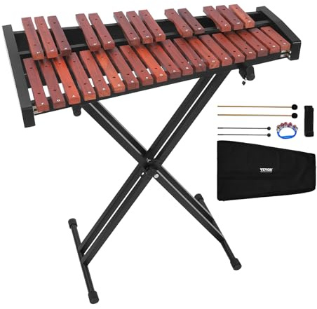 VEVOR Glockenspiel xylofon, 32 anteckningar, professionell xylofonslagverksinstrument, med höjdjusterbart stativ, 4 klubbor, bärväska, musikinstrumentsats för nybörjare för vuxna och barn