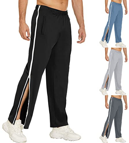 Pantalon de rééducation pour Homme et Femme - Ouverture latérale - Baggy - Pantalon de Jogging - Pantalons de Loisirs avec Fermeture éclair sur Le côté et la Jambe Large - Pantalons de Sport Vêtements