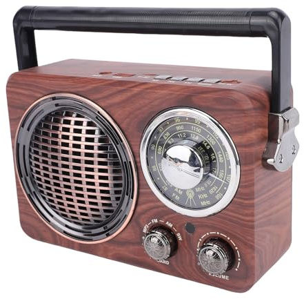 Denash Radio Rétro Portable avec Un Réglage FM AMélioré, Lecteur MP3 AM SW, Batterie Rechargeable, Jeu de Carte Mémoire de Support Télescopique de la Carte Mémoire, Conception Légère