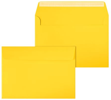 Netuno 50 Umschläge Gelb DIN C5 16,2x22,9 cm fein und stilvoll | 120g glattes Farbpapier · große elegante gelbe Briefumschläge für Jubiläum, Ostern, Einladungen, Geburtstag & Grußkarten