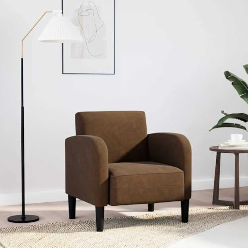 Yunovire Fåtölj med armstöd brun 54 cm, konstläder, mysig loungefåtölj för vardagsrum, sovrum, kontor, bekväm relaxfåtölj för vuxna, moderna hemmöbler