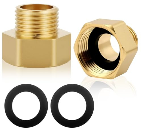flintronic 1/2 Female to 3/8 Male BSP Thread Brass Hex Bushing Reducing Connector, 3/8 Inch Male to 1/2 Inch Female Reducer Adapter for Gas, Water, Pipe Connecting Conversion (2PCS)