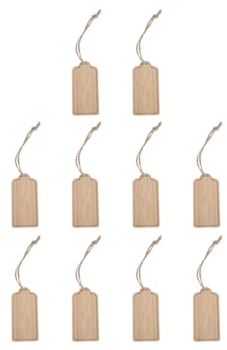 ifundom Etichette in Legno per Piante in Vaso 10 Pezzi con Corda Resistente, Marcatori da Giardino per Uso Esterno, Etichette Rettangolari per Piante Grasse, Succulente e Ortaggi,