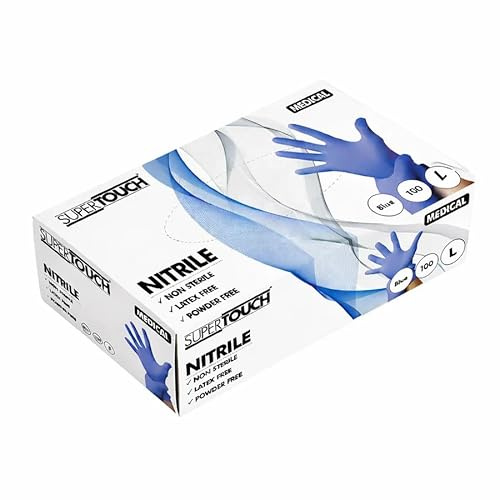 CateringBase Ltd Blue Nitrile Disposable Gloves, Large, Latex Free, Powder Free, Seamless, 100 Pack, Medical Examination