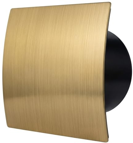 Bathroom Extractor Fan, Brushed Gold, 100mm, 75m³/h Airflow, 26dB Ultra Quiet, IP-X4, 5W, Wall or Ceiling Mount