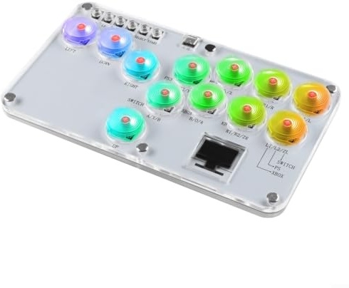 HEIBTENY Manette sans levier pour ARCADE avec jantes Design Hot Swap Compatible avec PC pour PS4 Switch Blanc ABS Gamepad 21 x 12 cm