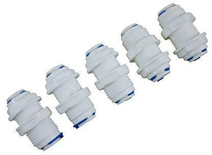 SENSTREEN Schlauchschott-Verbinder Push Fit Quick Connect für RO Wasser Umkehrosmose-System (5 Stück) (3/8 Zoll Schlauchschott-Stecker)