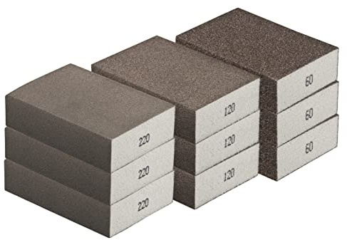 Schleifschwämme-GROB MITTEL FEIN Set 3x3 Körnung K60 K120 K220 DIY Handschleifer für verschiedene Materialien geeignet hochwertiger Handschleifklotz Schleifklötze Schleifpad