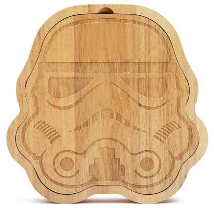 Original Stormtrooper Cheeseboard and Knife Set, Wooden Cheese Board, Chopping Board, Charcuterie Board, Wooden Serving Board, Includes Stilton, Cheddar and Hard Cheese Knife - Thumbs Up!