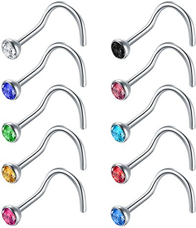 Zolure Nasenring Nasenstecker 10stk 20 Gauge 316L Chirurgenstahl Nasenpiercing Helix Piercing Schmuck