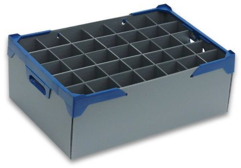 Hiball Glass, Tall Tumbler Glassware Storage Box by Glassjacks - 35 Cell/Compartment Glass Storage Crate for Glass Max Width 65mm, Max Height 145mm, Includes Lid, Delivered Fully Assembled.