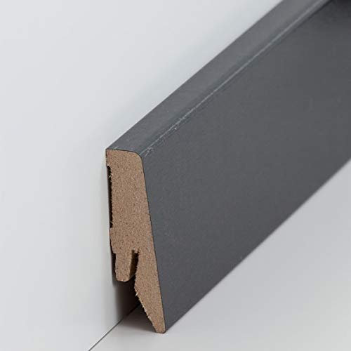 Fuß- u. SockelleistenCoburg 58 x 18 mm MDF foliert | Fußleiste | Bodenleiste | Trendfarben | 718.5840 - Hochglanz Anthrazit