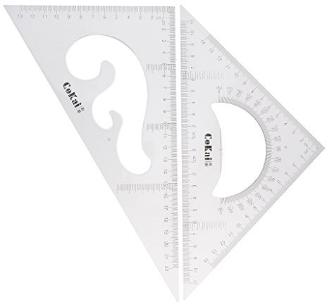 Hellery 2/60 Grad Dreieck Lineal Zeichnung Zeichnen Set Klar, 25 cm