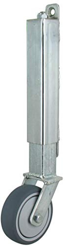 Rollentechnik gefederte Torrolle Torlaufrolle Stützrad Federrolle für Schwenktor Weidetor Hoftor Gartentor | Rad Thermoplastischer Gummi Ø100x32 | Bauhöhe 400mm | Tragfähigkeit 70 kg
