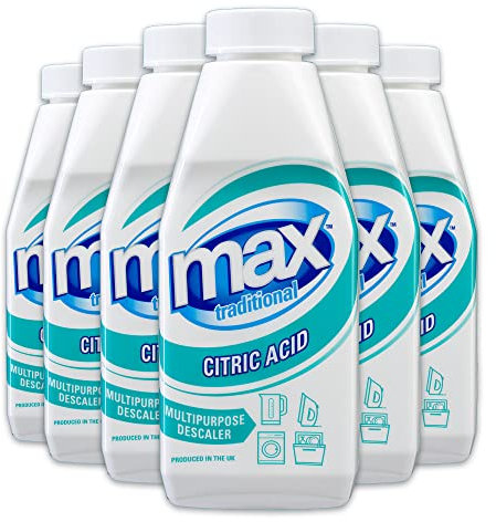 Max Traditional Citric Acid, 6 x 450g - Descaler & Limescale Remover for Descaling Baths, Kettles, Dishwashers, Washing Machines & More - Fast Acting Granular Citric Acid Descaler
