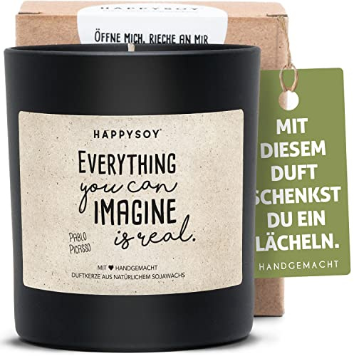 Duftkerze vegan im Glas mit Spruch Pablo Picasso - natürlich handgemacht aus Sojawachs - nachhaltiges persönliches Geschenk liebevolle Geschenkidee beste Freundin Freund Mama Papa