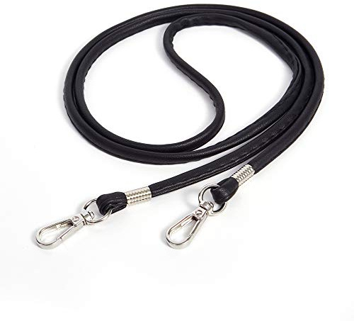 Crossbody Taschenkette Geldbörsen Kette Riemen Ersatzkette Dünner Weicher PU Leder für kleine Tasche,börse,Clutch,Handyhülle (Schwarz - Silber)