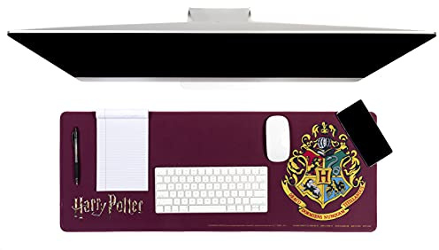 Paladone Harry Potter Hogwarts Crest skrivbordsmatta 40 cm x 80 cm, kontorsskrivbordsunderlägg laptopmatta för kontor och hem, grå, en storlek