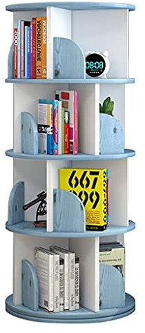 Bücherregale Einfach Zu Montierendes Rundes Dreidimensional Drehbares 360 ° Drehbares Mehrschichtiges Wohnzimmer (Color : Blue, Size : 40 * 129cm)