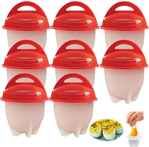 Silicona Cocedor Huevos, 8 Piezas Olla de Huevo de Silicona, Sin Bpa Molde para Escalfar Huevos, Antiadherente Recipiente Escalfador Egg Maker Egg Shaper Cocina Rápida de Huevos, Accesorios De Cocina