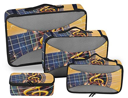 Musica Per Chitarra Dj Cubi di Imballaggio Organizer Valigia Set di 4 Varie Dimensioni per Bagagli Viaggio Abbigliamento Sacchetto Packing Cubes
