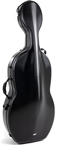 GEWA Celloetui Polycarbonat 4/4 schwarz mit Rucksackriemen, Seitengriff und Rollen (Rolly)