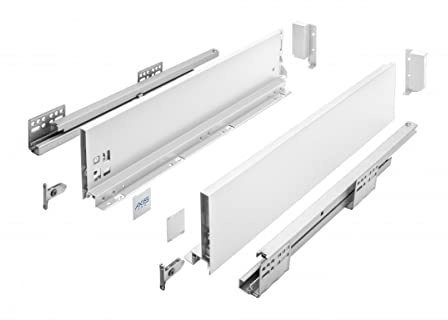 GTV- Sistema di Cassetti AXIS PRO, Set Guide Scorrevoli per Cassetti, Set di Cassetti, Portata fino a 40 kg, Cassetti Scorrevoli Con Chiusura ammortizzata - Larghezza 500mm, Altezza 120mm, Bianco