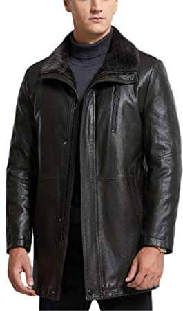 Haitpant Herren Pelz Integrierte Lederjacke Mittellang Verdicktes Schaffell Revers Home Casual Jacke, Elegantes Grün, XL