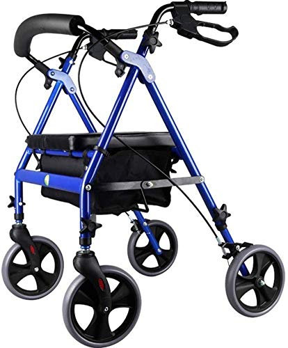 ADITAM Rollator Shopping Walker Seniors Cadre de Marche Aide à la mobilité Trolley Poussette Scooter léger Pliable avec siège et Sac 4 Roues pour Personnes âgées Double The Comfort
