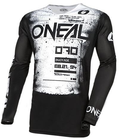 O'NEAL | Motocross-Shirt Langarm | MX MTB Mountainbike | Leichtes Material, ergonomischer Slim Fit Schnitt für perfekte Passform | Mayhem Jersey Scarz V.24 | Erwachsene | Schwarz Weiß | Größe XL