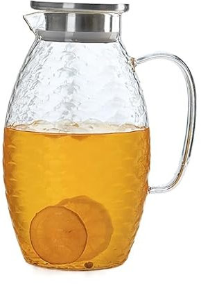 HXSCOO Grande Capacité Verre Échelle De Poisson Pot d'eau Bouilloire Froide Limonade Résistant À La Chaleur Antidéflagrant Carafe Chauffante Jus Pichet Théière (Color : 2L)