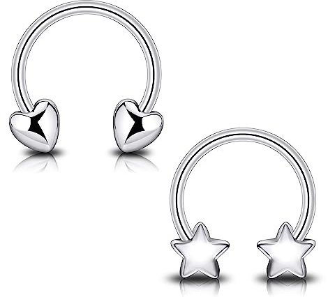 Longbeauty Hufeisenringe Edelstahl 16G Creolen Augenbrauen Ohrringe Lippe Nasenring Septum Helix Tragus Knorpel Piercing Damen Herren