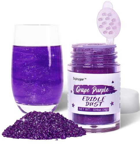 Essbarer Glitzer Lila für Getränke, Cocktails, Kuchen, Wodka, Lebensmittelqualität, 4 g, Zucker, Glanzpulver