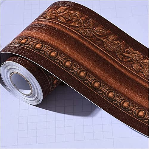 Decoración de borde de pared, borde de papel de pared autoadhesivo, fondos de pantalla en relieve 3D línea de cintura zócalo de la sala de estar bordes de papel tapiz autoadhesivos (69 cm x 8 cm) (Col