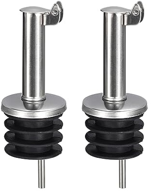 sourcing map Stainless Steel Bottle Pourers, 2Pcs Auto Flip Olive Oil Spout, Wine Pourers Liquor Pour Spouts for Bar Supplies Vinegar Bottle Dispenser Beer Drink Water Bottle (Black)