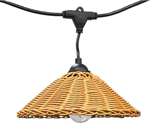 wonderlamp - Purna 8W LED Solar-Lichterkette mit 10 LEDs mit Rattanschirm und Fernbedienung, E27