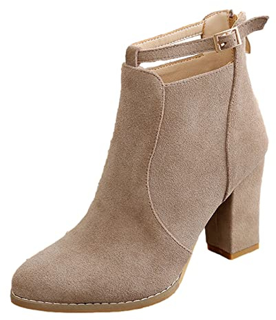 Chelsea Boot for Women Fashion Suede Pump Shoes Closed Toe Stacked Heel Booties Fall Winter Work Office Dress Shoes