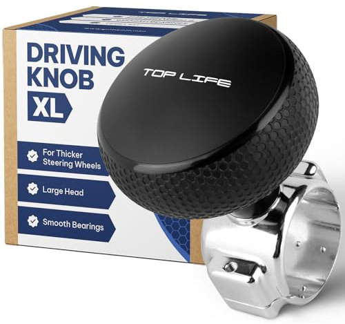Top Life Lenkradknauf für Lkw - Silikonbeschichtet für besseren Halt - XL Drehgriff für dicke Lenkräder - Für Schwerlast-, Transporter-, Pickup-, Semi-, Sportlenkräder