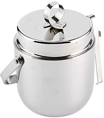 Pimex ice bucket, ice bucket gift Stainless Steel Ice Bucket Double Walled Ice Bucket With Lid And Ice Tong For Cocktail Bar,chilling Wine,Champagne wine buckets for parties