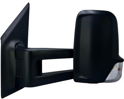 Spieg Außenspiegel Links für Mercedes-Benz Sprinter W907/W910 2018-2025 Langarm, Manuell Einklappbar, mit Blinklicht, Schwarz, 7 PIN