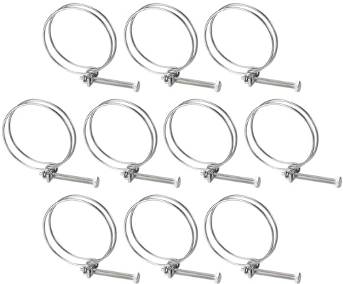 sourcing map 10Pcs Double Wire Hose Clamp, 78-85mm Adjustable Stainless Steel Wire Hose Clips with M8 Bolt for Dust Collection Hose, Pump Hose Pipe